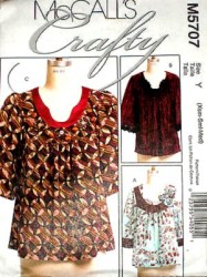 5707 MCCALLS ADORABLE CRAFTY EMBELLISHED SMOCK TOP PATTERN XS-MED 4-14 OR LG-XL CHOICE UNCUT